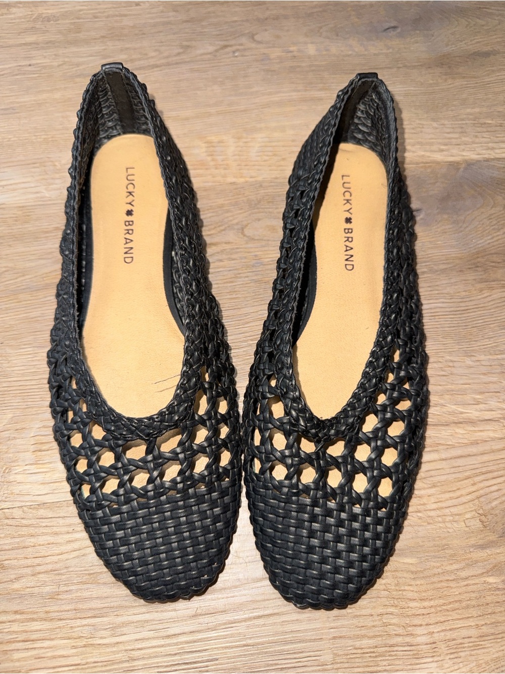 Lucky Brand Black Woven Crochet Ballet Flats
